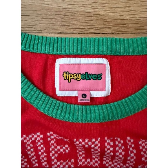 Tipsy Elves Meowy Christmas Adorable Kitten in a Wreath Holiday Pullover Sweater - Picture 7 of 14